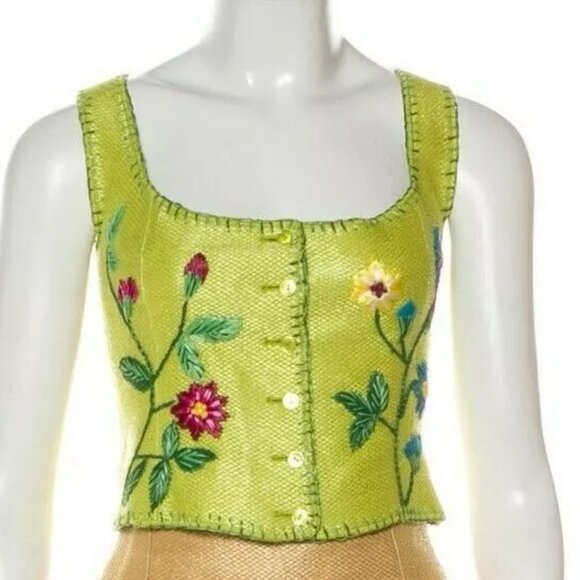 Moschino Couture Italian Gold Linen Lined 3 Piece Skirt Suit Top Jacket USA 10 - Picture 5 of 13